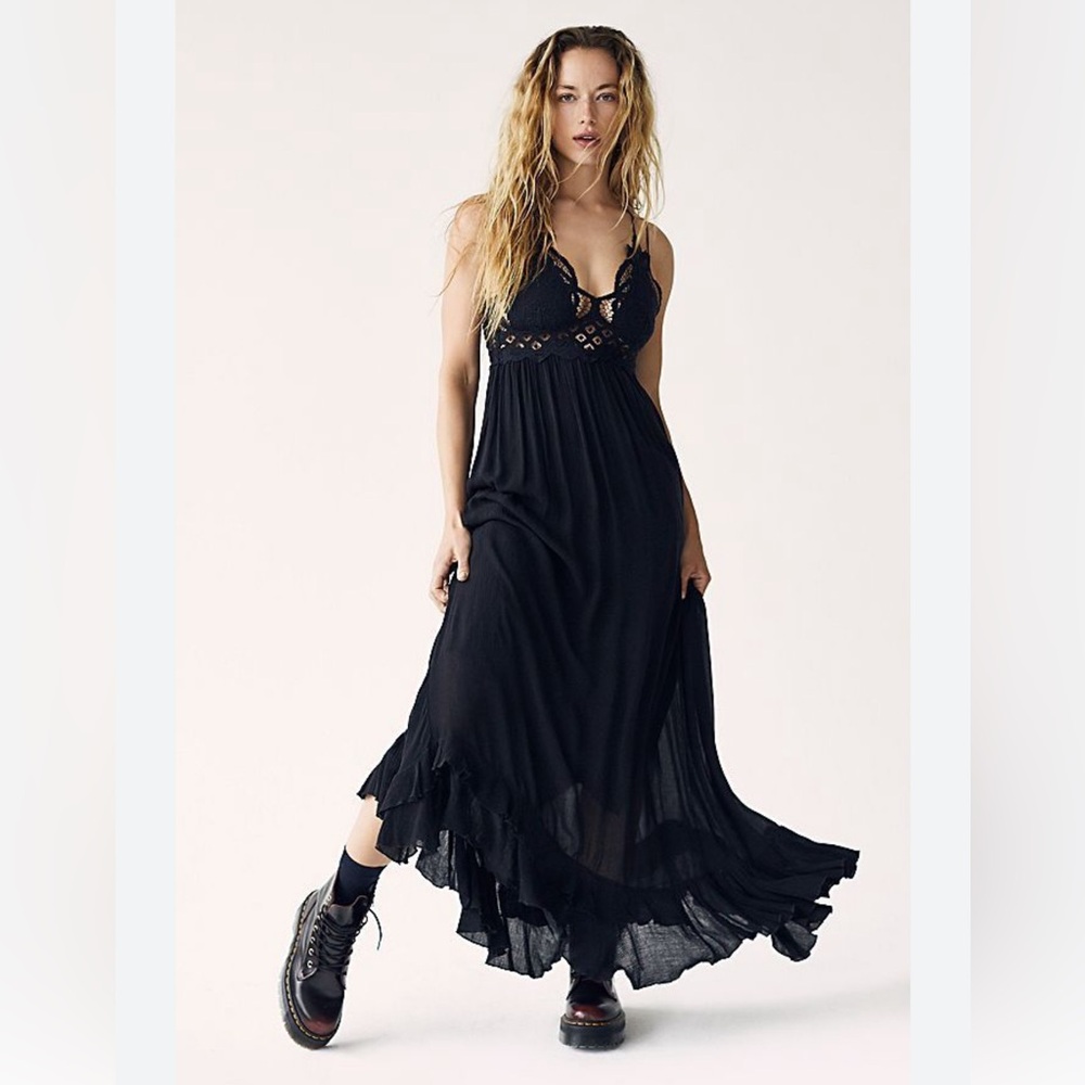 FREE PEOPLE INTIMATELY Adella maxi dress Whimsycore Goth Grunge NWT